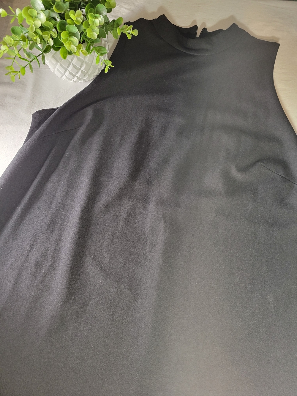 H&M Black Sleeveless Midi Dress with Mock Neck